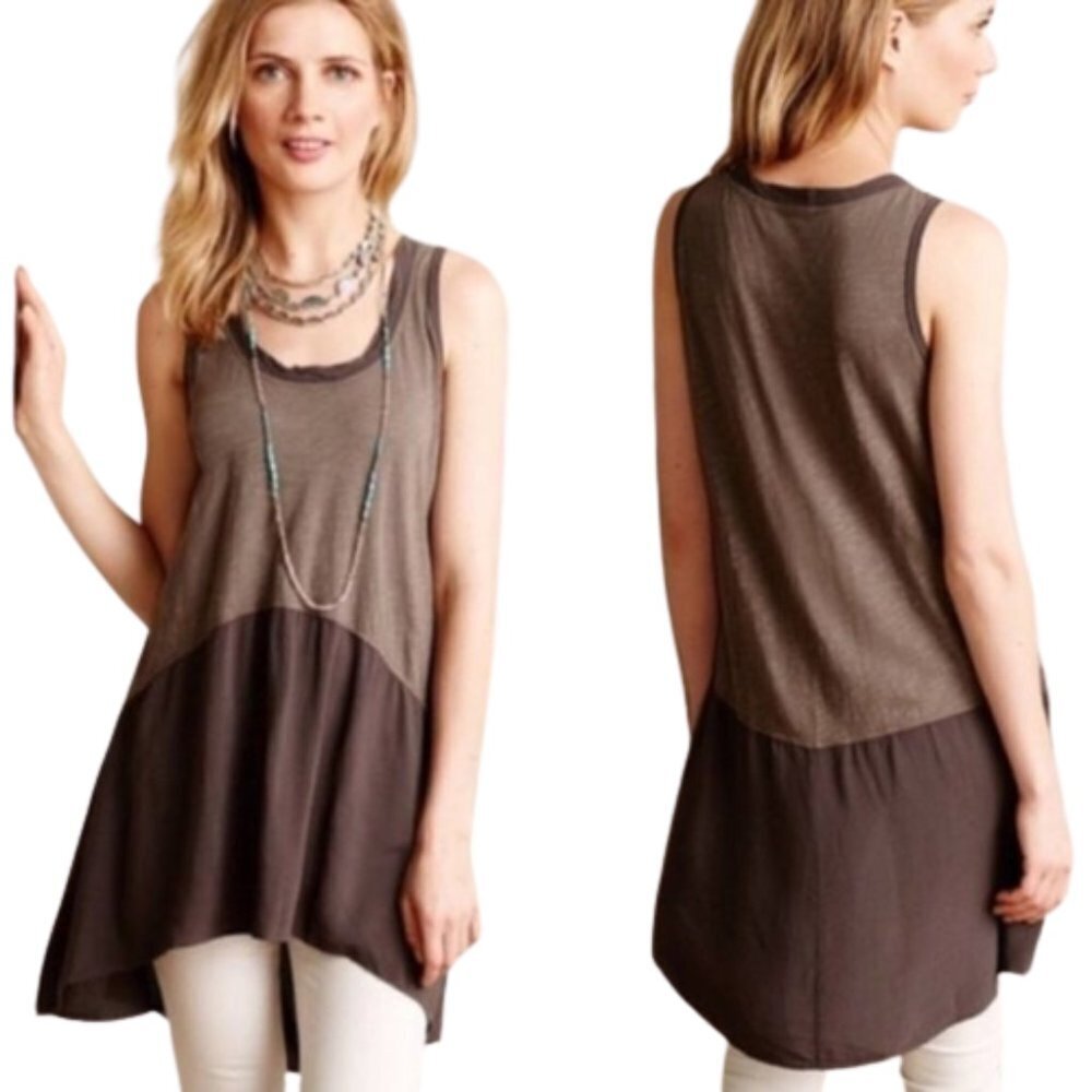 2/$40 Anthropologie Left of Center Calla Calla high low Tunic Tank in green